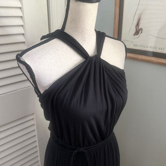 TAHARI Dress Womens Small Black Halter Maxi Dress Elegant Goddess Evening Party - Picture 5 of 12